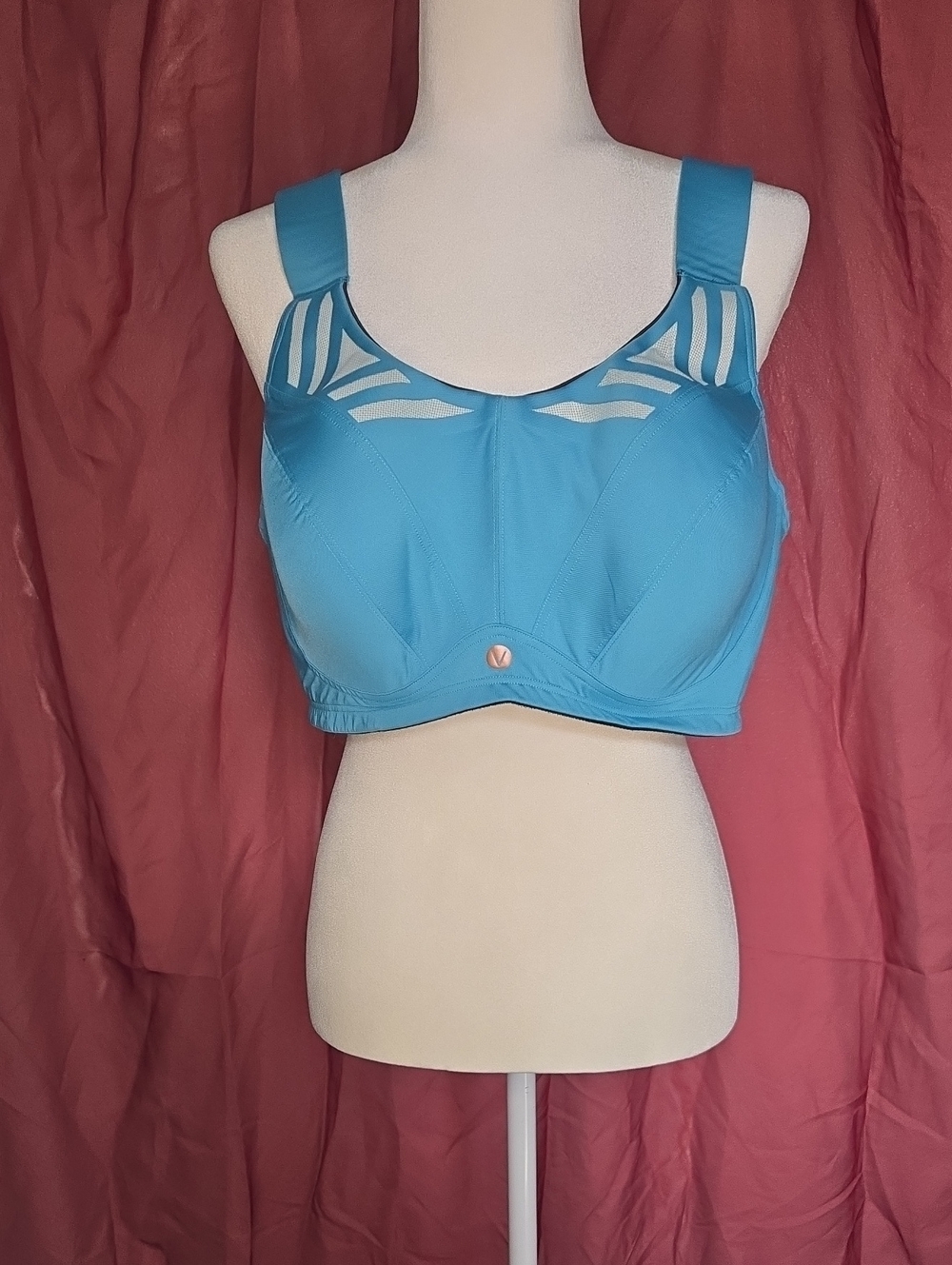 Livi Active Turquoise High-Impact Sports Bra with Mesh Accents